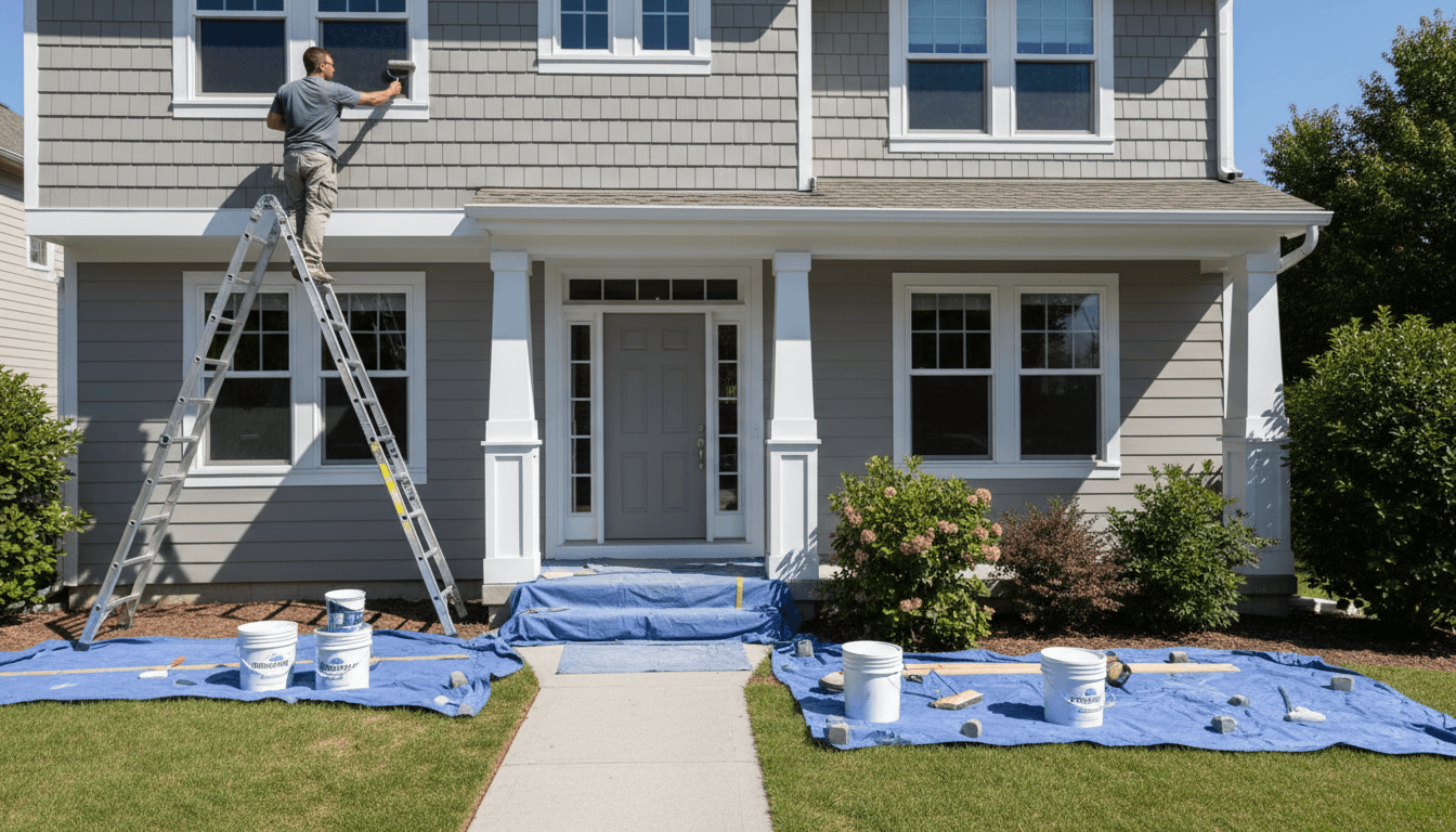 Fresh exterior paint on a home